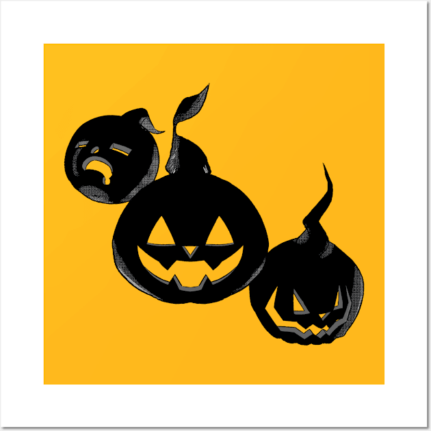 Three Jack o Lanters (black) Wall Art by 1upkid